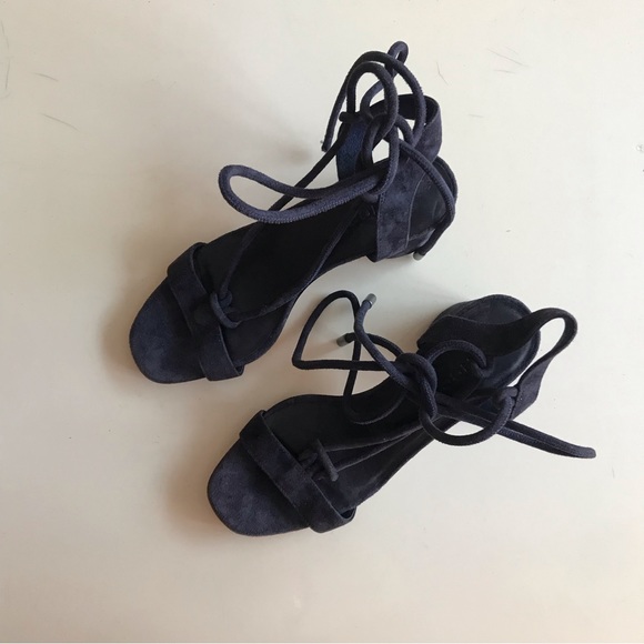 VINCE navy suede chunky lace sandals NWT - Picture 4 of 6